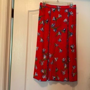 Beautiful red floral midi skirt.